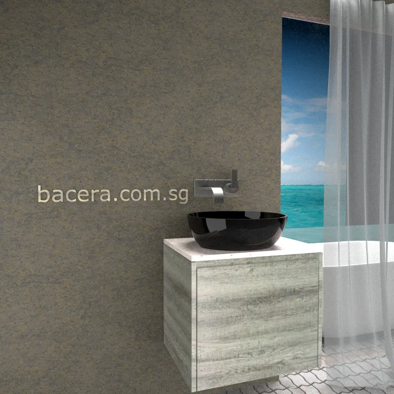 DUSCHE 2006203GL PVC Basin Cabinet with Drawer, Grey Liner with White Marble Solid Surface Top