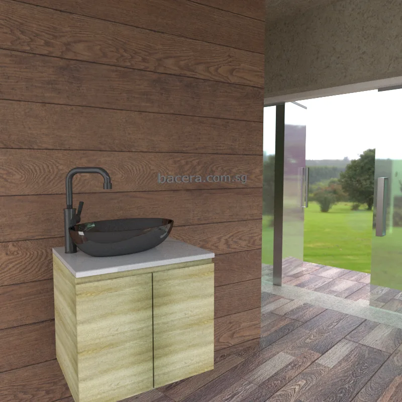 DUSCHE 2007103GA PVC Basin Cabinet Grey Astree with White Marble Solid Surface Top (optional Mirror Cabinet or Mirror)