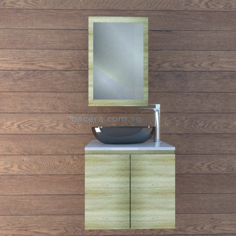 DUSCHE 2007103GA PVC Basin Cabinet Grey Astree with White Solid Surface Top (optional Mirror Cabinet or Mirror)
