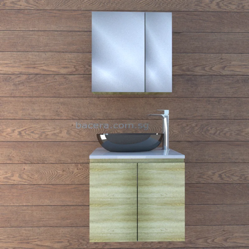 DUSCHE 2007103GA PVC Basin Cabinet Grey Astree with White Solid Surface Top (optional Mirror Cabinet or Mirror)