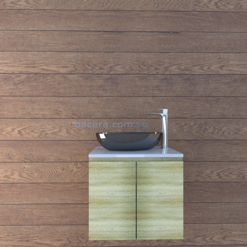 DUSCHE 2007103GA PVC Basin Cabinet Grey Astree with White Solid Surface Top (optional Mirror Cabinet or Mirror)
