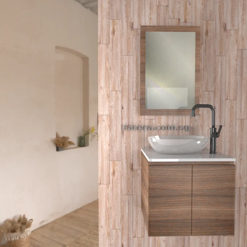 DUSCHE 2007103GB PVC Basin Cabinet Grey Brownish with White Solid Surface Top