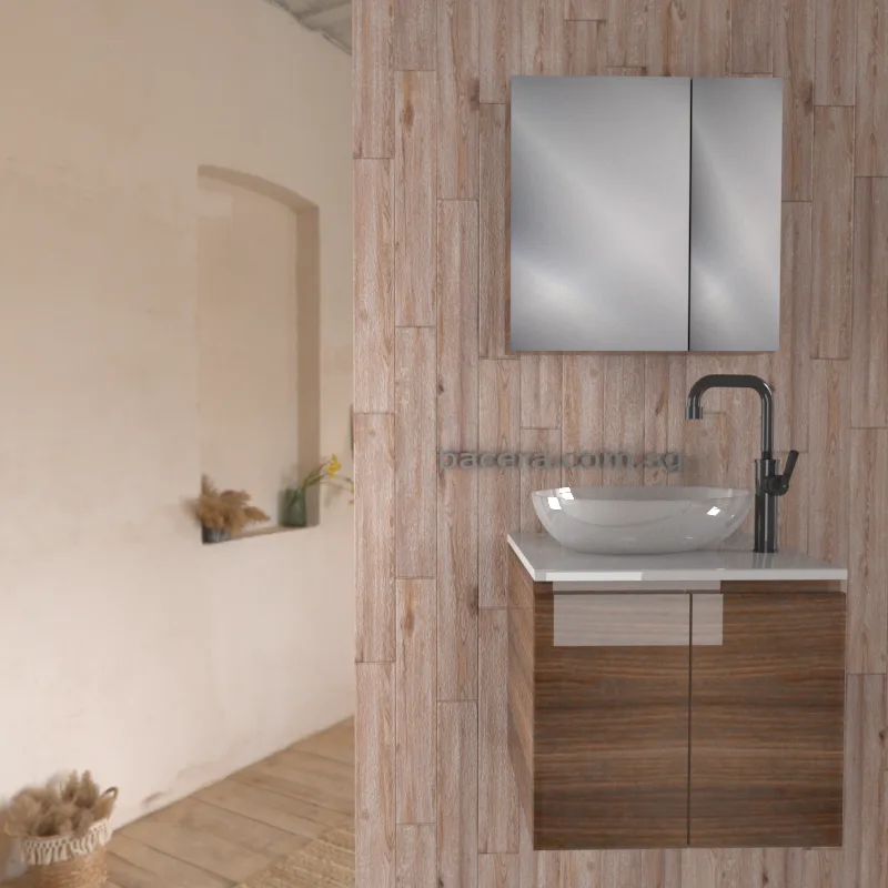 DUSCHE 2007103GB PVC Basin Cabinet Grey Brownish with White Solid Surface Top