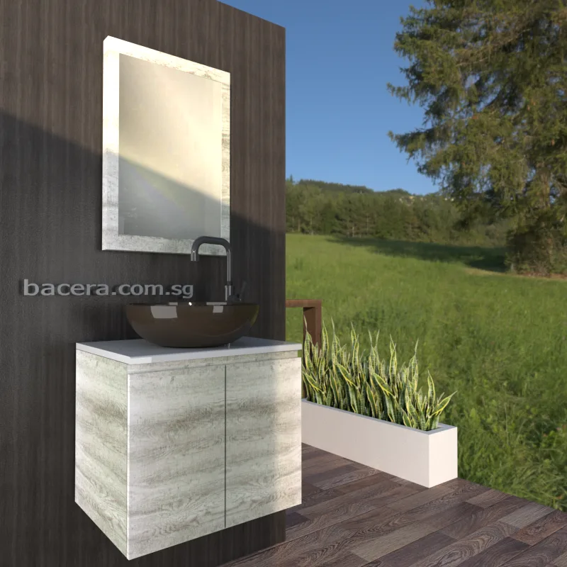 DUSCHE 2007103GL PVC Basin Cabinet Grey Liner with White Solid Surface Top