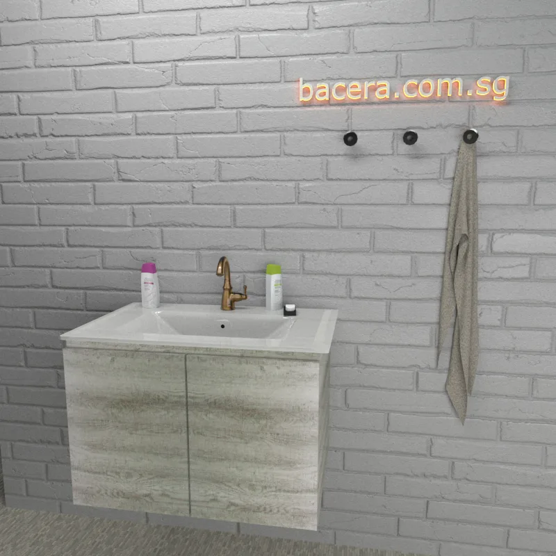 DUSCHE 2007103GL PVC Wood White Basin Cabinet, Grey Liner with Insert Basin 1003103