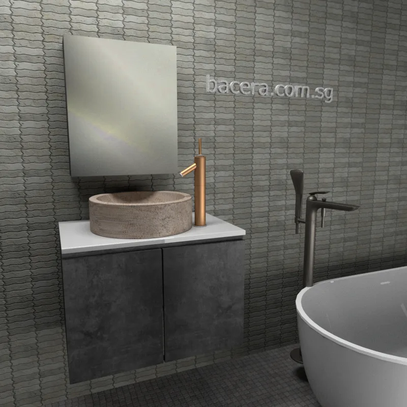 DUSCHE 2007103MG PVC Basin Cabinet Marble Grey with White Solid Surface Top