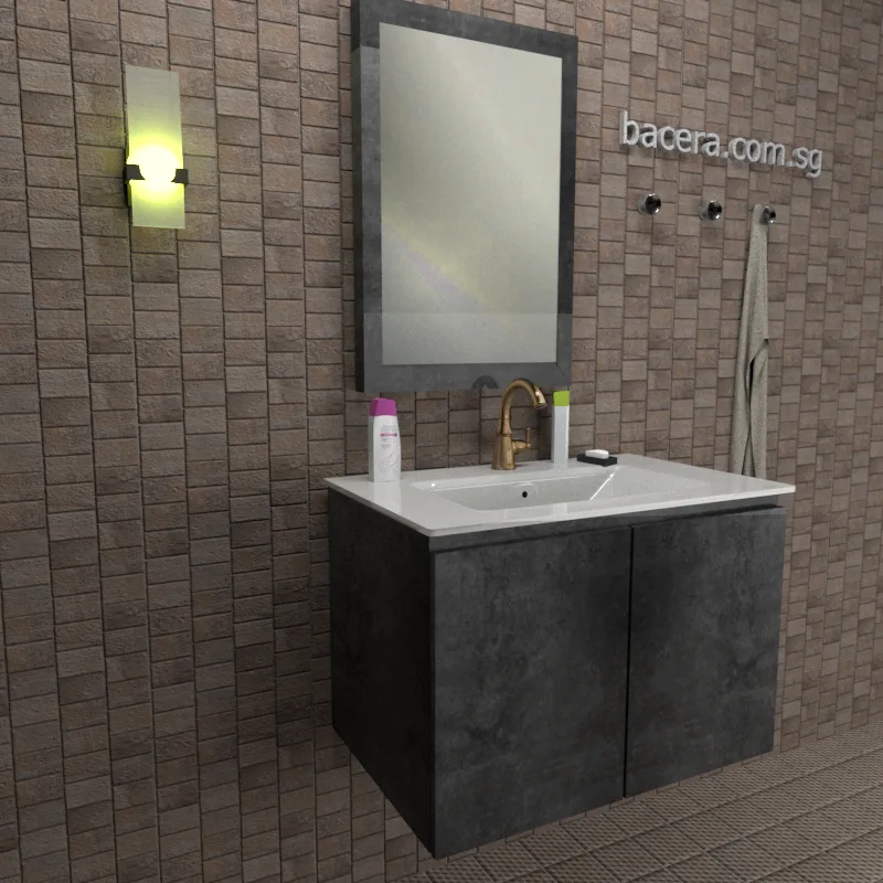 DUSCHE 2007103MG PVC Wood White Basin Cabinet with Marble Grey Insert Basin 1003103