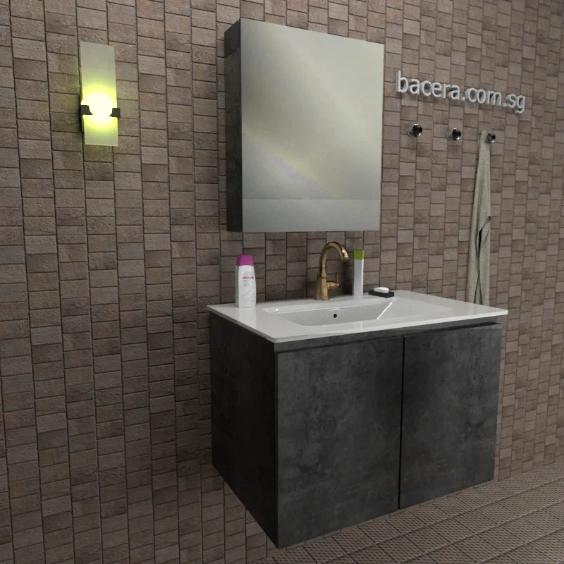 DUSCHE 2007103MG PVC Wood White Basin Cabinet with Marble Grey Insert Basin 1003103