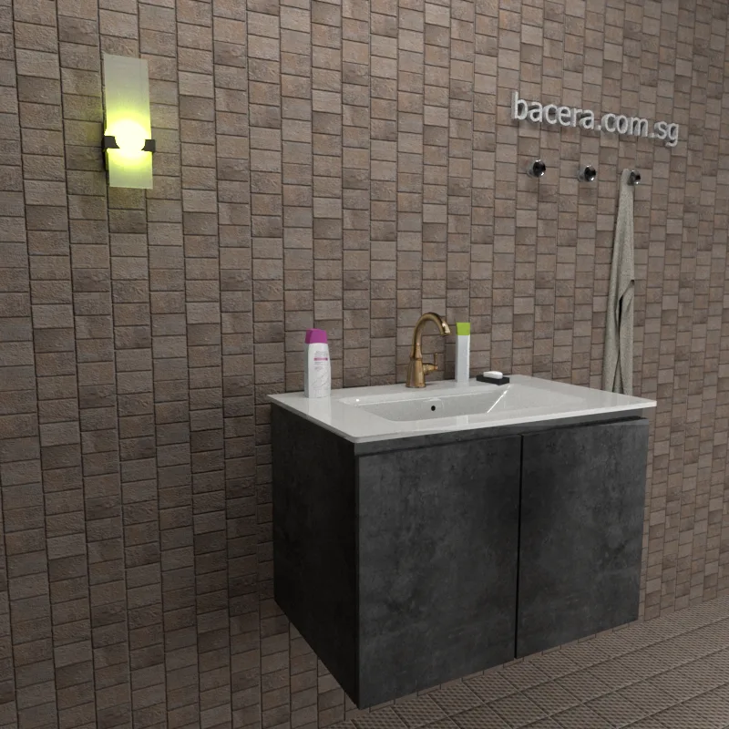 DUSCHE 2007103MG PVC Wood White Basin Cabinet with Marble Grey Insert Basin 1003103