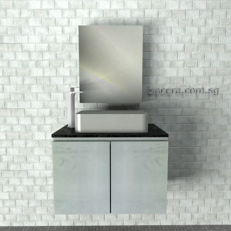 DUSCHE 2007103WW PVC Basin Cabinet Wood White with Black Quartz Top