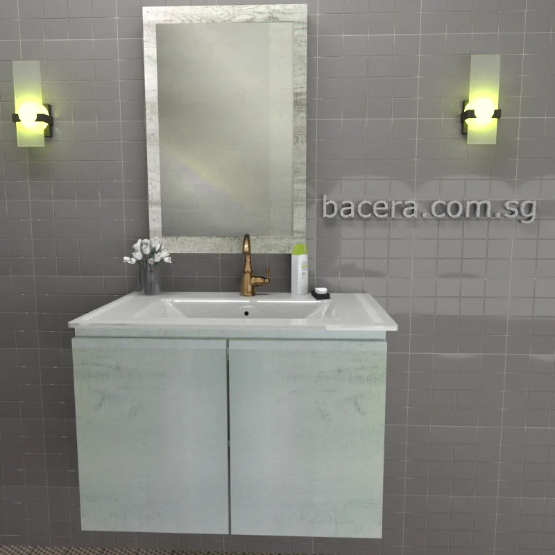 DUSCHE 2007103WW PVC Wood White Basin Cabinet with Wood White Insert Basin 1003103