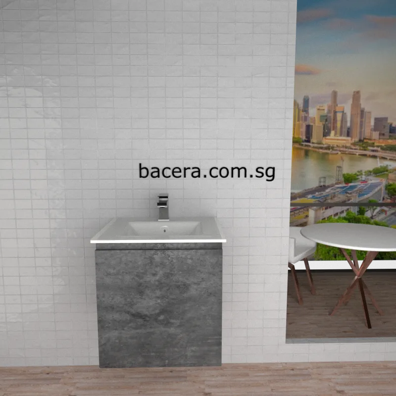 DUSCHE PVC Cabinet 2005103MG Marble Grey with Insert Basin 1003101A