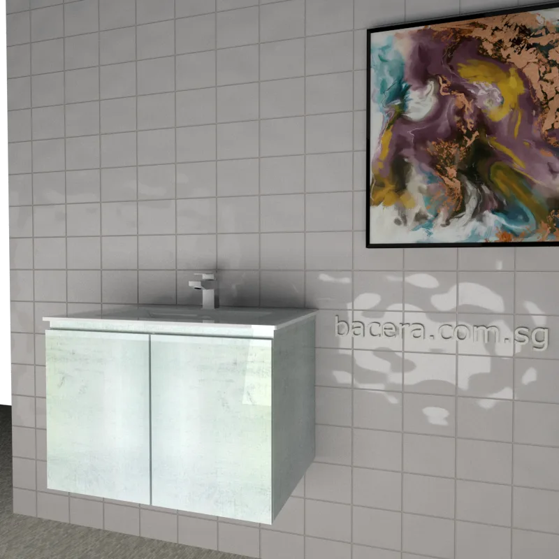 DUSCHE PVC Cabinet 2007103WW Wood White with Insert Basin 1003103