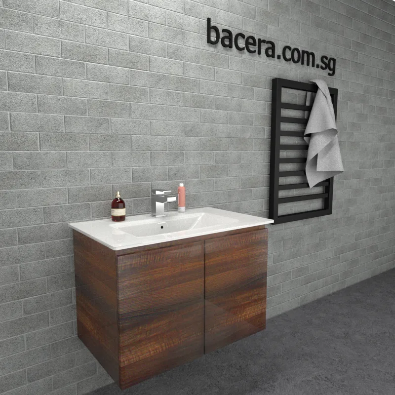 DUSCHE PVC Black Walnut Cabinet 2006103BW with Insert Basin 1003102
