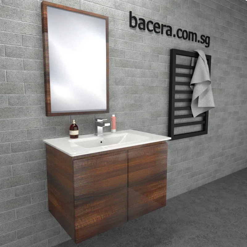 DUSCHE PVC Black Walnut Cabinet 2006103BW with Insert Basin 1003102