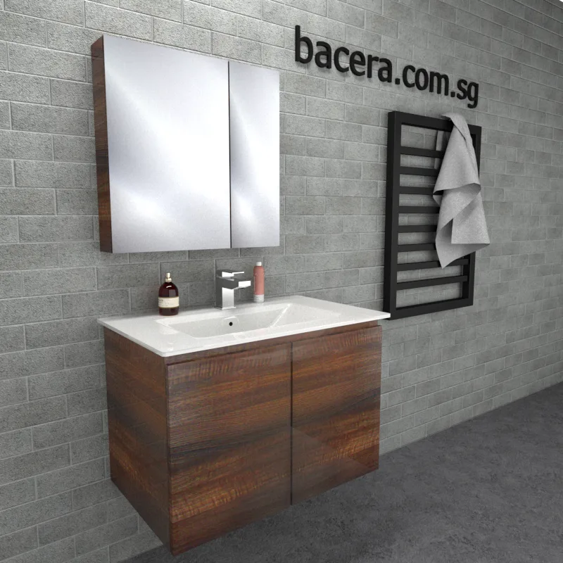 DUSCHE PVC Black Walnut Cabinet 2006103BW with Insert Basin 1003102