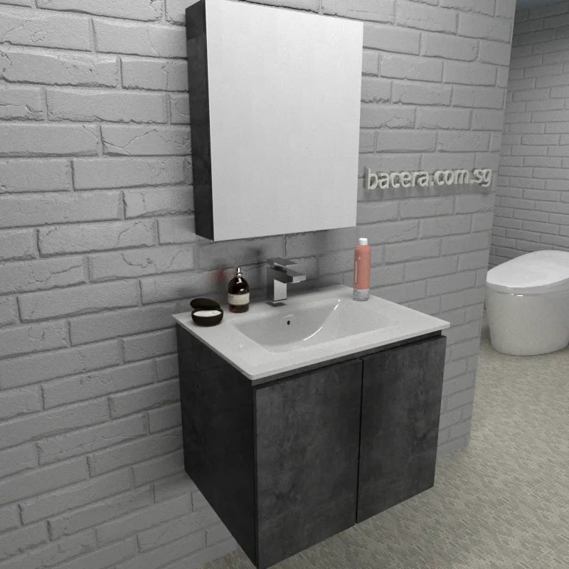 DUSCHE PVC Marble Grey Basin Cabinet 2006103MG with Insert Basin 1003102 (optional Mirror Cabinet or Mirror)