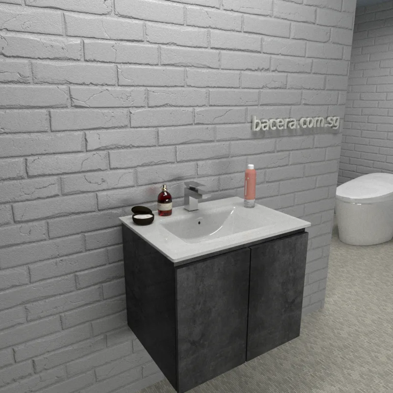 DUSCHE PVC Marble Grey Basin Cabinet 2006103MG with Insert Basin 1003102 (optional Mirror Cabinet or Mirror)