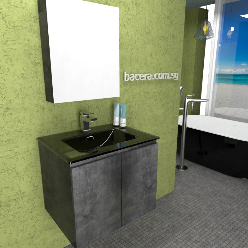 DUSCHE PVC Marble Grey Basin Cabinet 2006103MG with Insert Basin 1003102MB