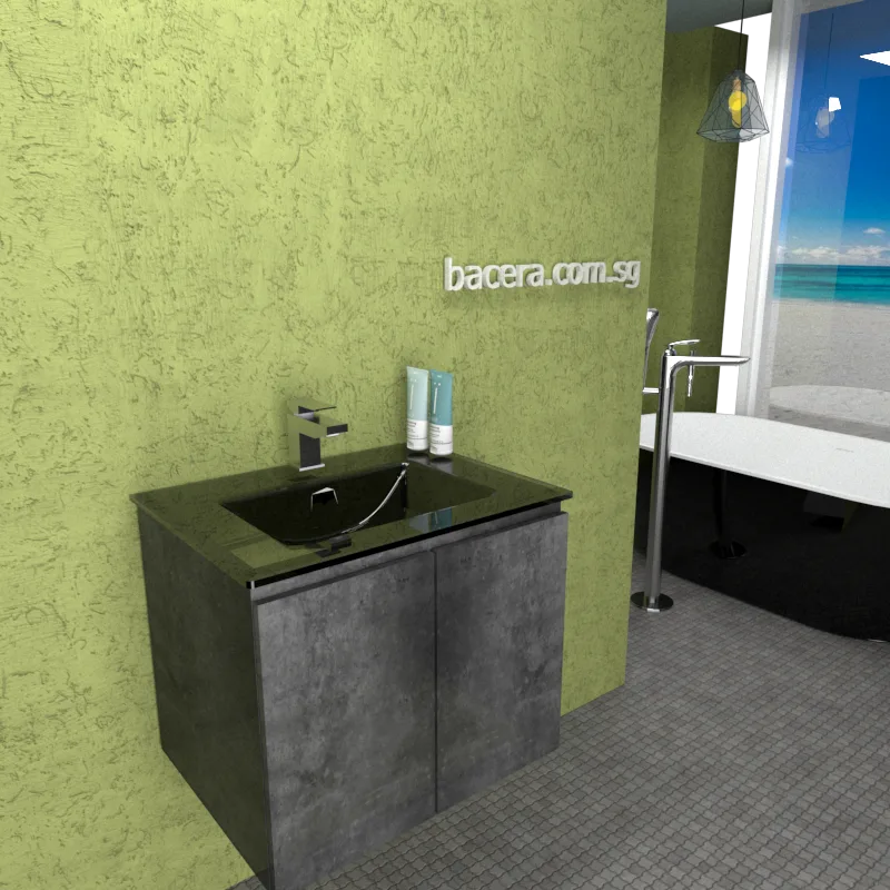DUSCHE PVC Marble Grey Basin Cabinet 2006103MG with Insert Basin 1003102MB