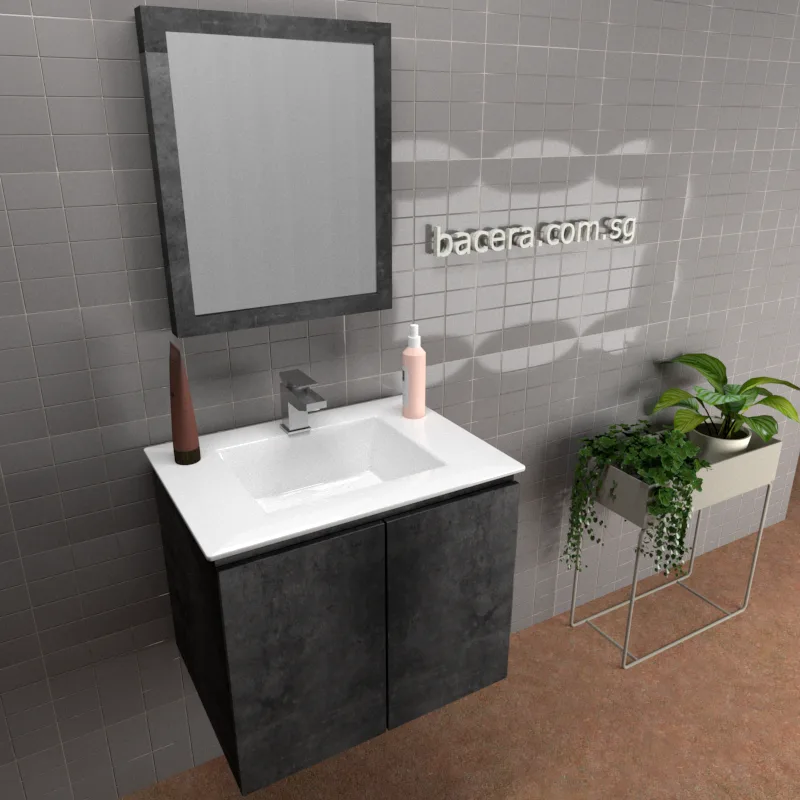 DUSCHE PVC Marble Grey Basin Cabinet 2006103MG with Insert Basin 1003104 (optional Mirror Cabinet or Mirror)