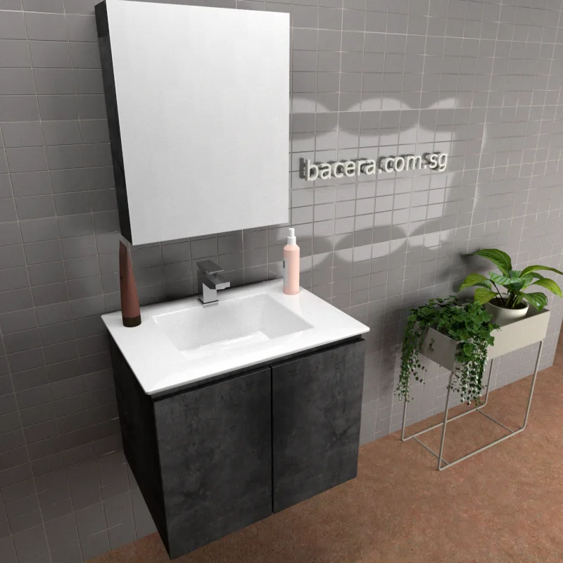 DUSCHE PVC Marble Grey Basin Cabinet 2006103MG with Insert Basin 1003104 (optional Mirror Cabinet or Mirror)