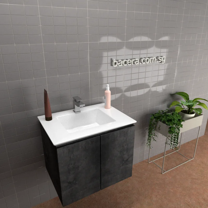 DUSCHE PVC Marble Grey Basin Cabinet 2006103MG with Insert Basin 1003104 (optional Mirror Cabinet or Mirror)