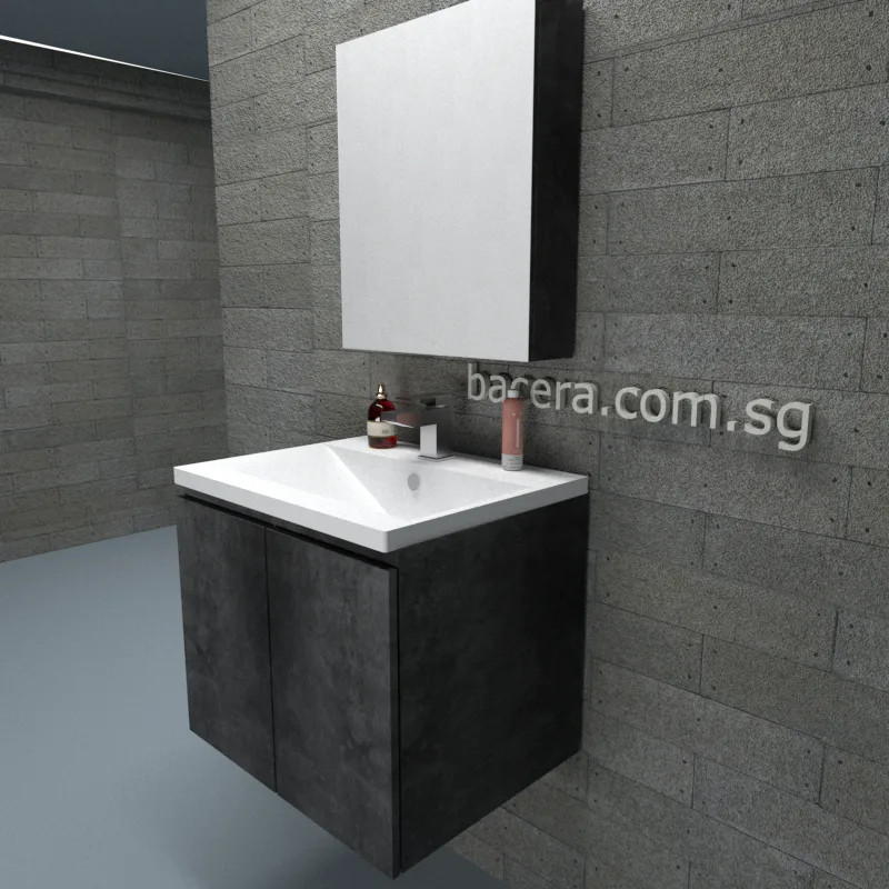 DUSCHE PVC Marble Grey Basin Cabinet 2006103MG with Insert Basin 1003107