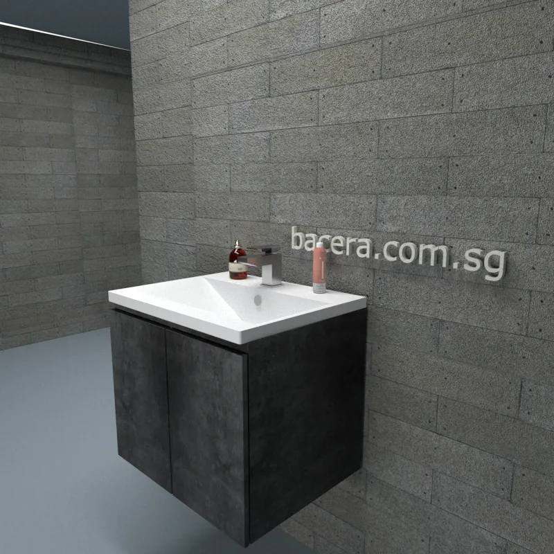 DUSCHE PVC Marble Grey Basin Cabinet 2006103MG with Insert Basin 1003107
