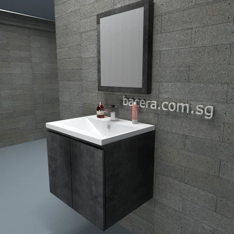 DUSCHE PVC Marble Grey Basin Cabinet 2006103MG with Insert Basin 1003107
