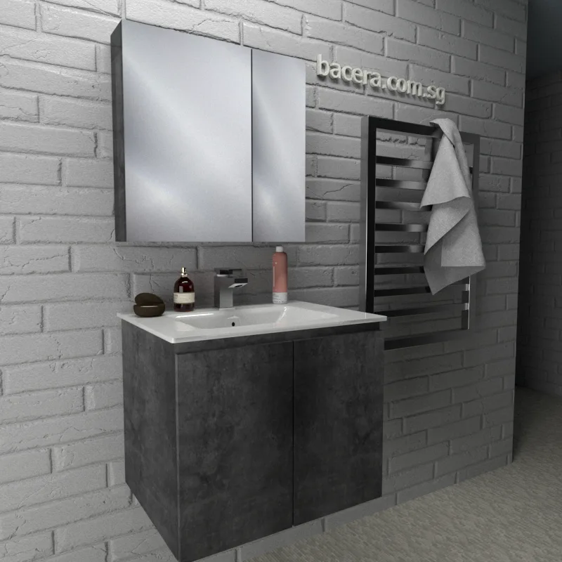 DUSCHE PVC Marble Grey Cabinet 2006103MG with Insert Basin 1003102 (optional Mirror Cabinet or Mirror)
