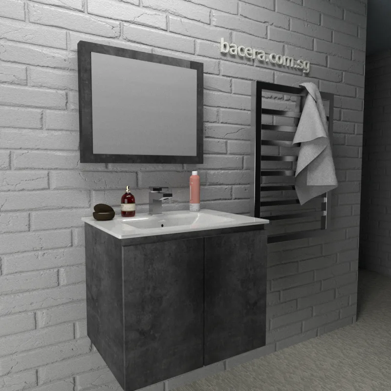 DUSCHE PVC Marble Grey Cabinet 2006103MG with Insert Basin 1003102 (optional Mirror Cabinet or Mirror)