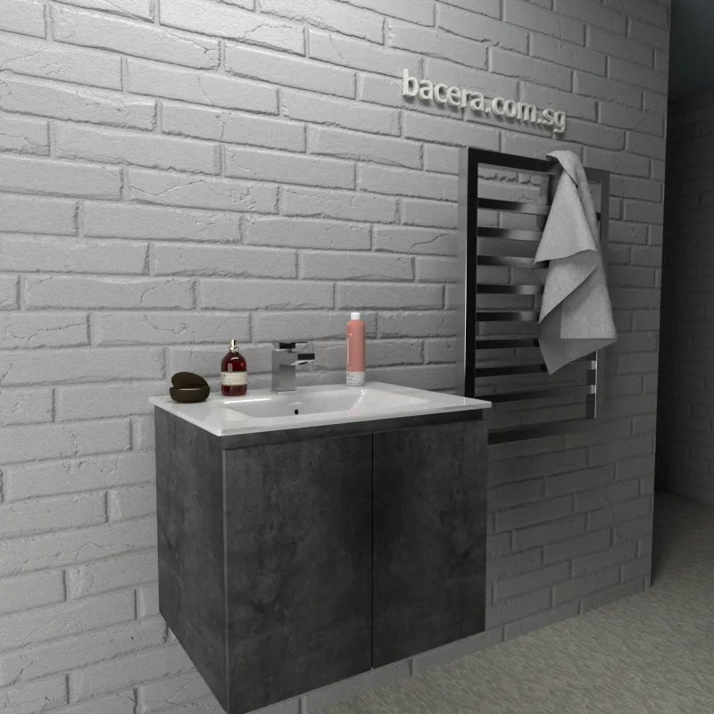DUSCHE PVC Marble Grey Cabinet 2006103MG with Insert Basin 1003102 (optional Mirror Cabinet or Mirror)