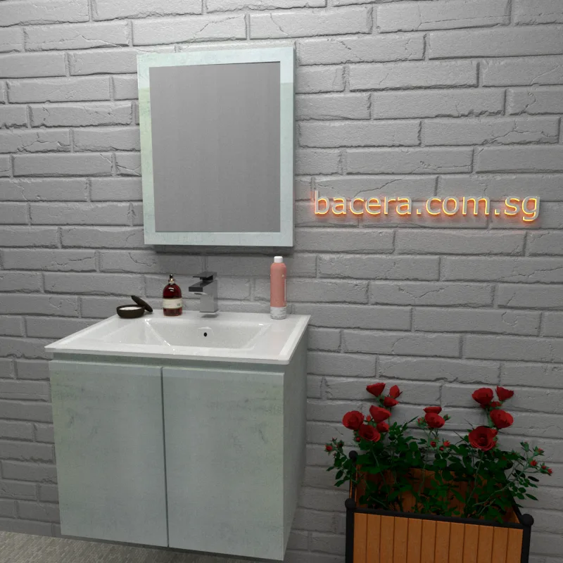 DUSCHE PVC Wood White Basin Cabinet 2006103BWW with Insert Basin 1003102