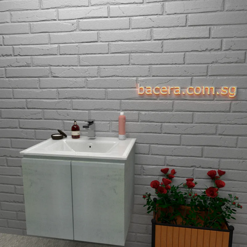 DUSCHE PVC Wood White Basin Cabinet 2006103BWW with Insert Basin 1003102