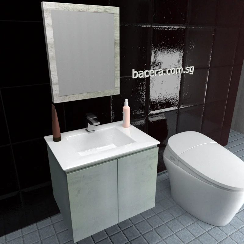 DUSCHE PVC Wood White Basin Cabinet 2006103BWW with Insert Basin 1003104