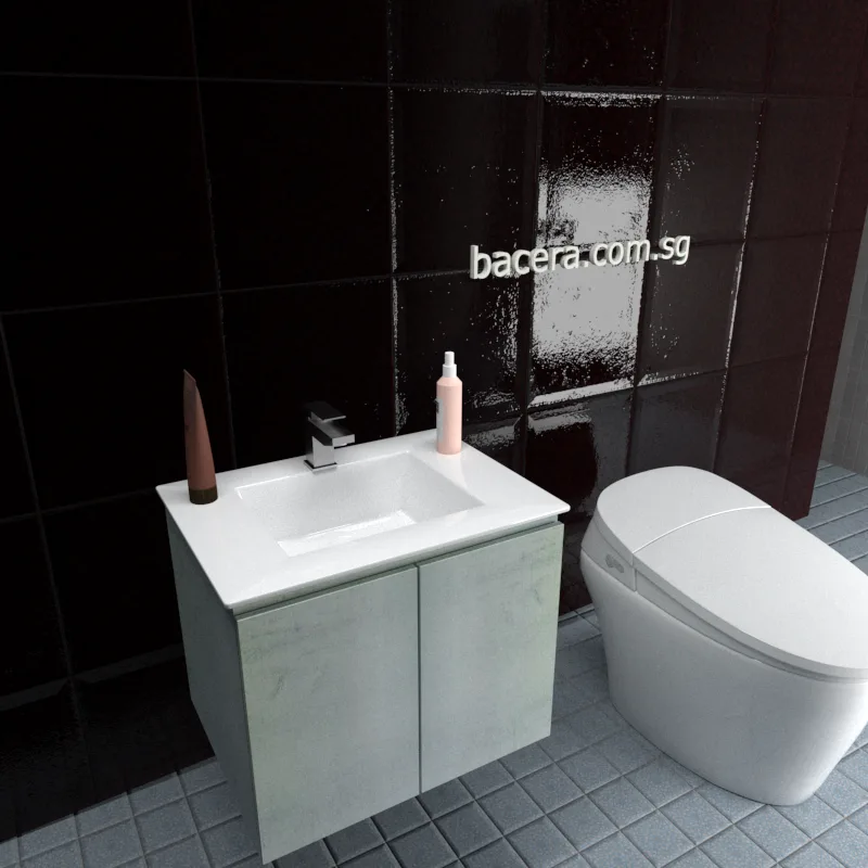 DUSCHE PVC Wood White Basin Cabinet 2006103BWW with Insert Basin 1003104