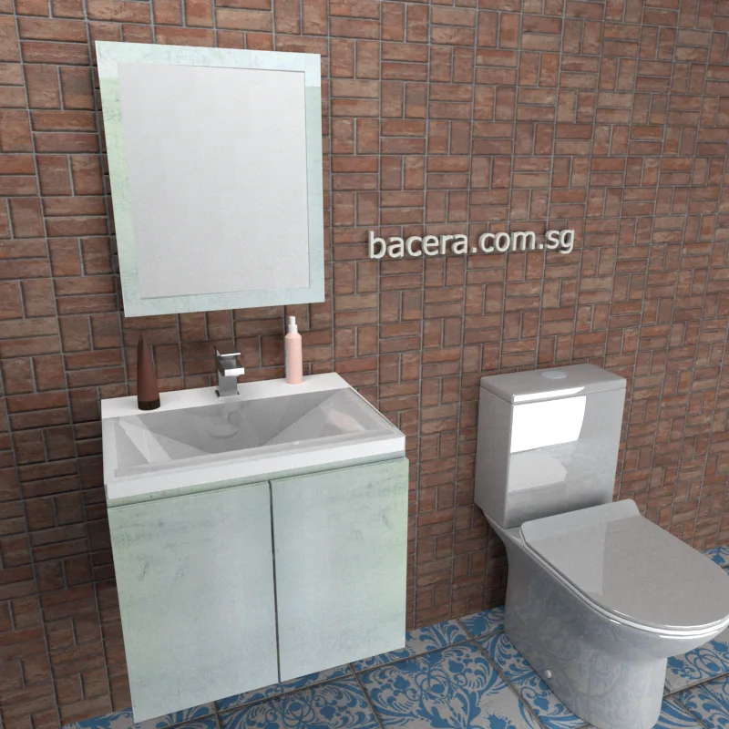 DUSCHE PVC Wood White Basin Cabinet 2006103BWW with Insert Basin 1003107