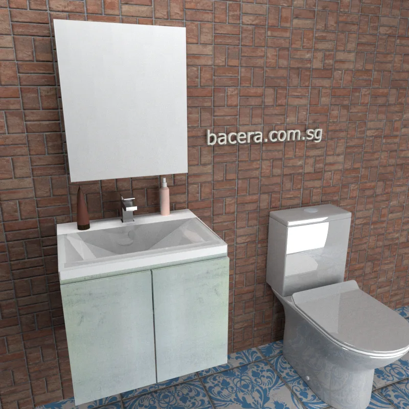 DUSCHE PVC Wood White Basin Cabinet 2006103BWW with Insert Basin 1003107