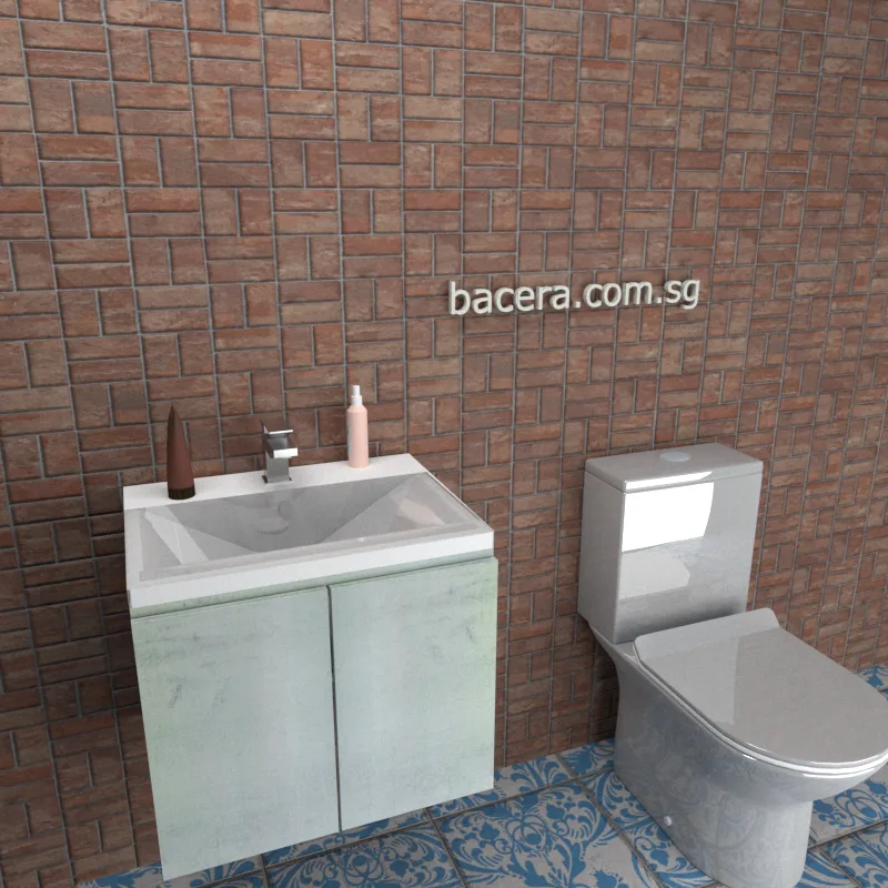 DUSCHE PVC Wood White Basin Cabinet 2006103BWW with Insert Basin 1003107