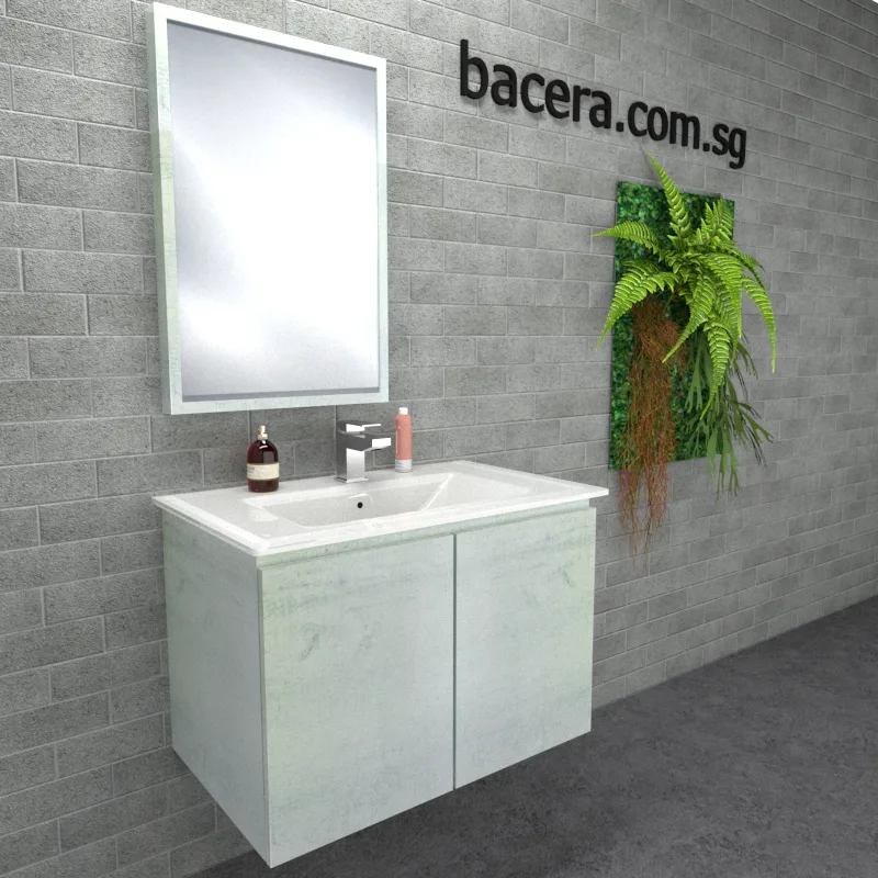 DUSCHE PVC Wood White Cabinet 2006103WW with Insert Basin 1003102