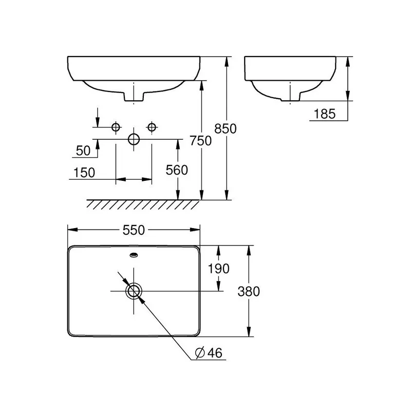 Grohe 100983SH00 Euro Ceramic 2.0 Vessel Basin Square