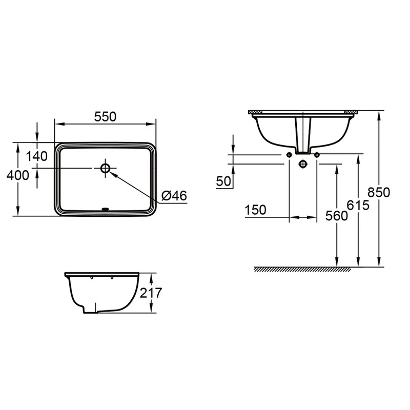 Grohe 101012SH00 Euro Ceramic Under-Counter Wash Basin