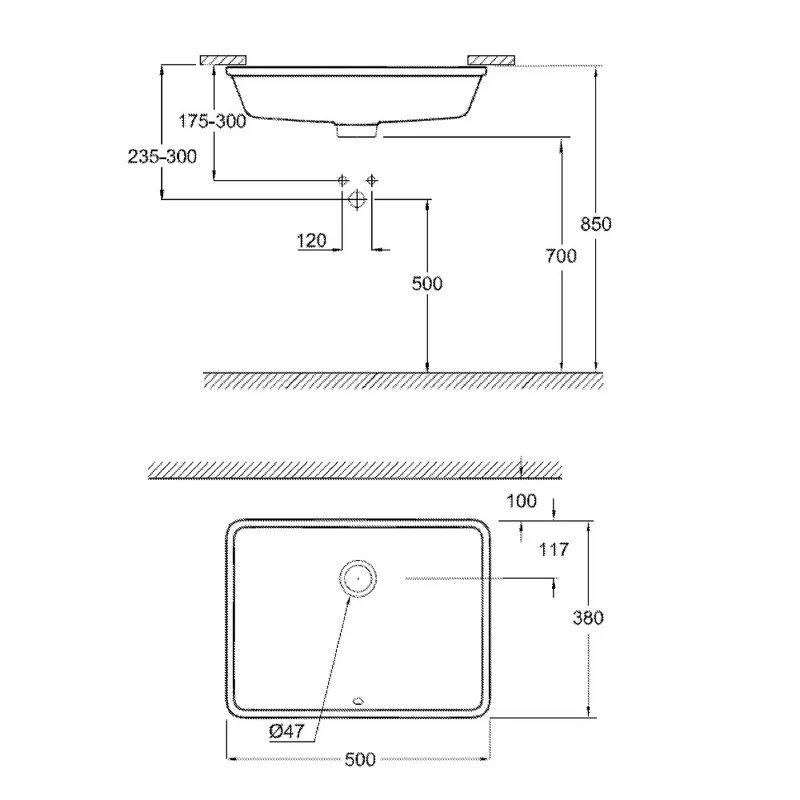 Grohe 3948000H CUBE Ceramic Under-Counter Wash Basin