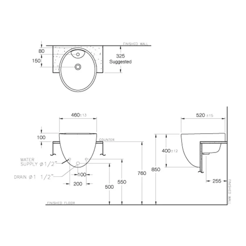 Mogen MG-MA014 Zeal Semi-Recess Basin