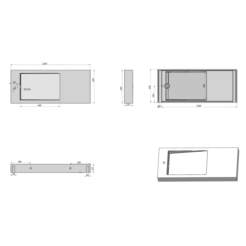 PW12-B-L Wall-Hung Basin