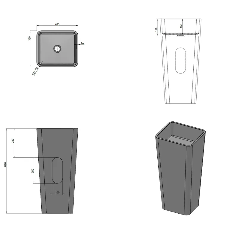 PW53 Free Standing Basin