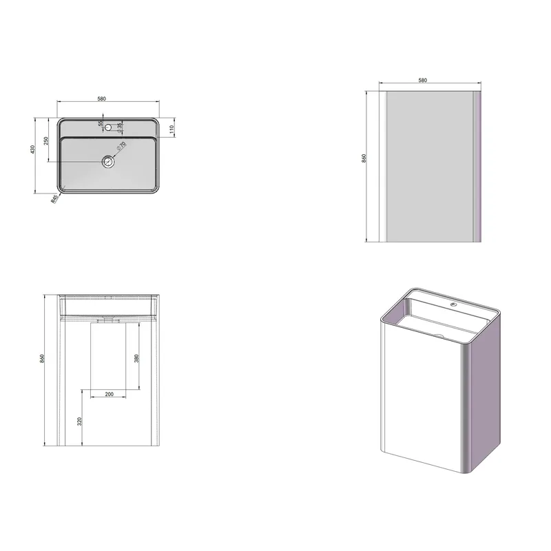PW54 Free Standing Basin