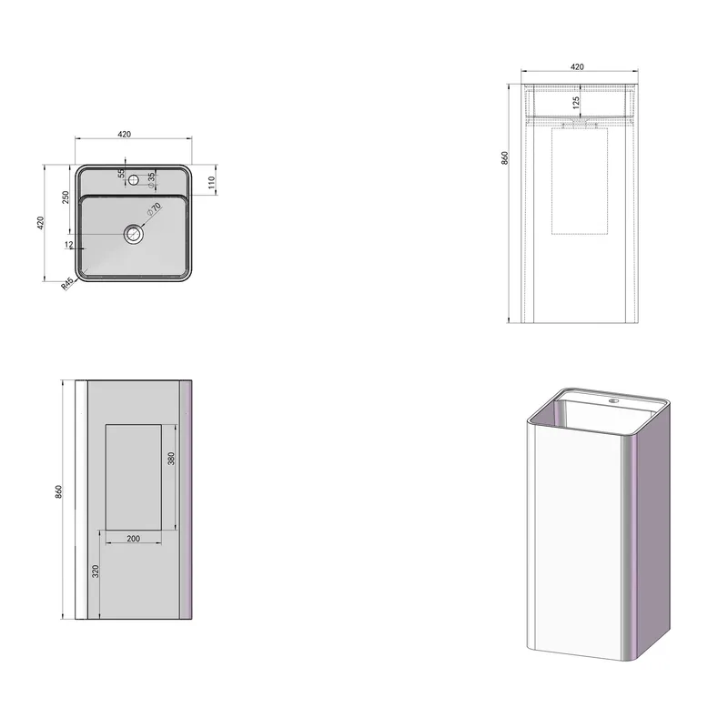 PW57 Free Standing Basin
