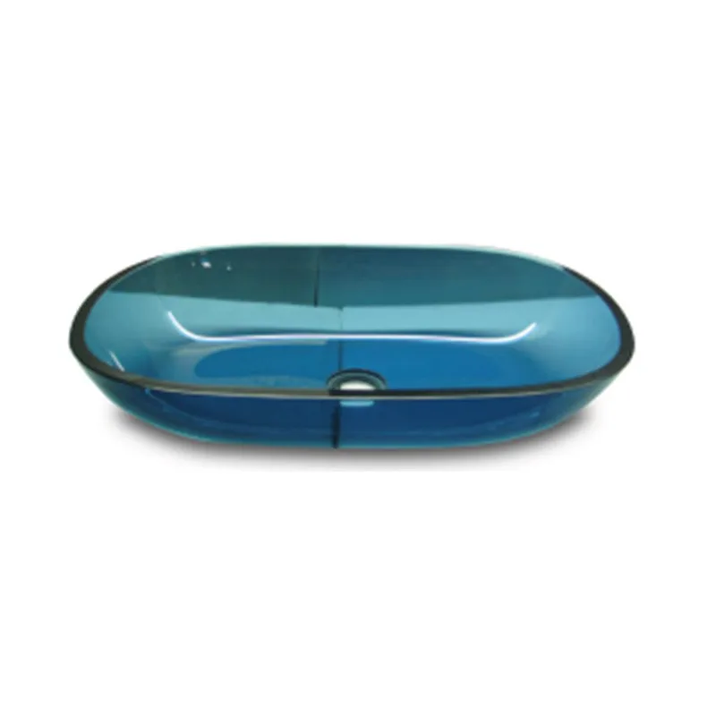 S65BL Oval Glass Basin · Transparent Blue